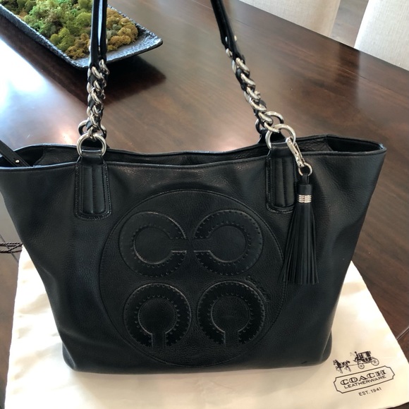 Coach Bags Coach Soft Sided Black Pebbled Leather Tote Bag With